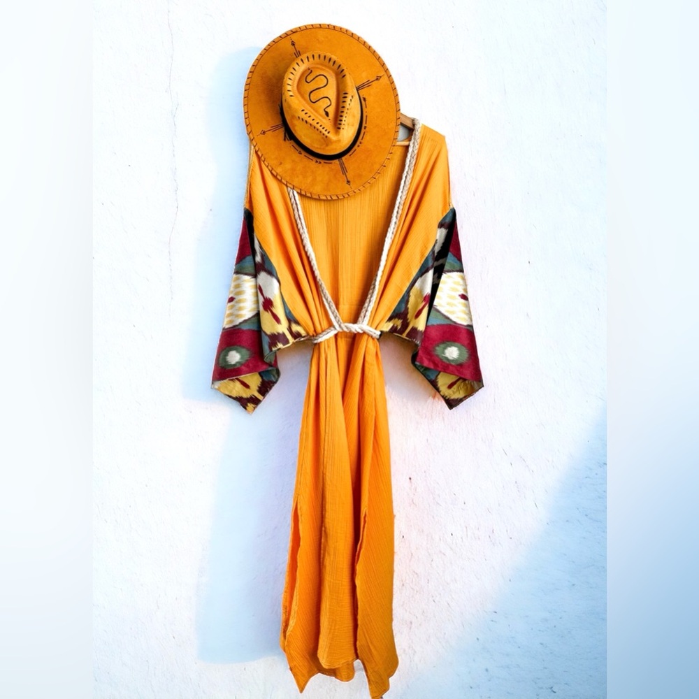 Handmade Silk Ikat kimono robe